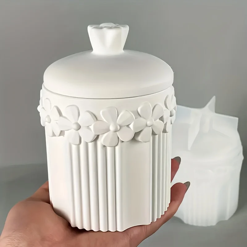 

Silicone Mold for Floral Striped Storage Box, Jewelry Case, Candle, Resin, Plaster, Cement, and Epoxy - Home Decor Striped