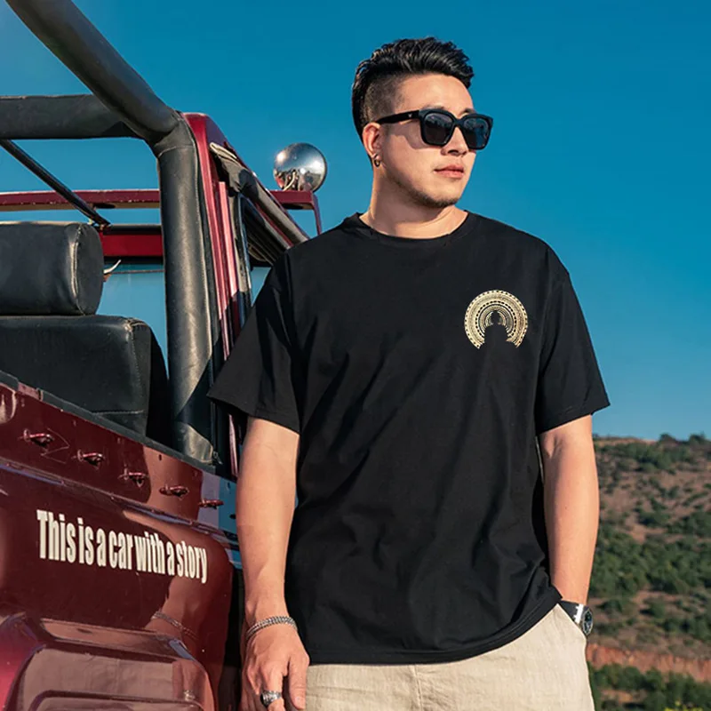 Men's summer plus size chubby guy 15XL round neck half short sleeved trendy shorts casual sports loose suit 200kg