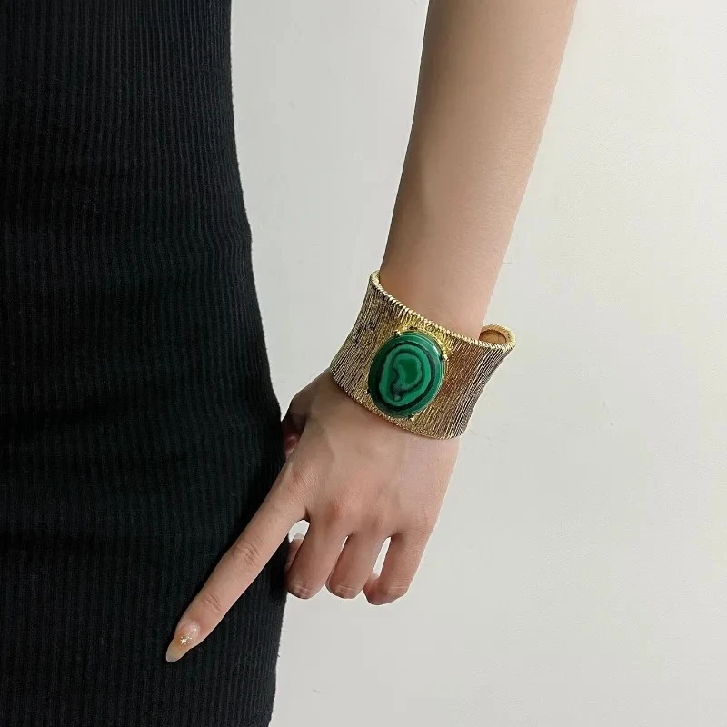 

Открытые браслеты-манжеты с матовой отделкой и драгоценными камнями для женщин, в дворцовом стиле, винтажные, Pulseras Mujer