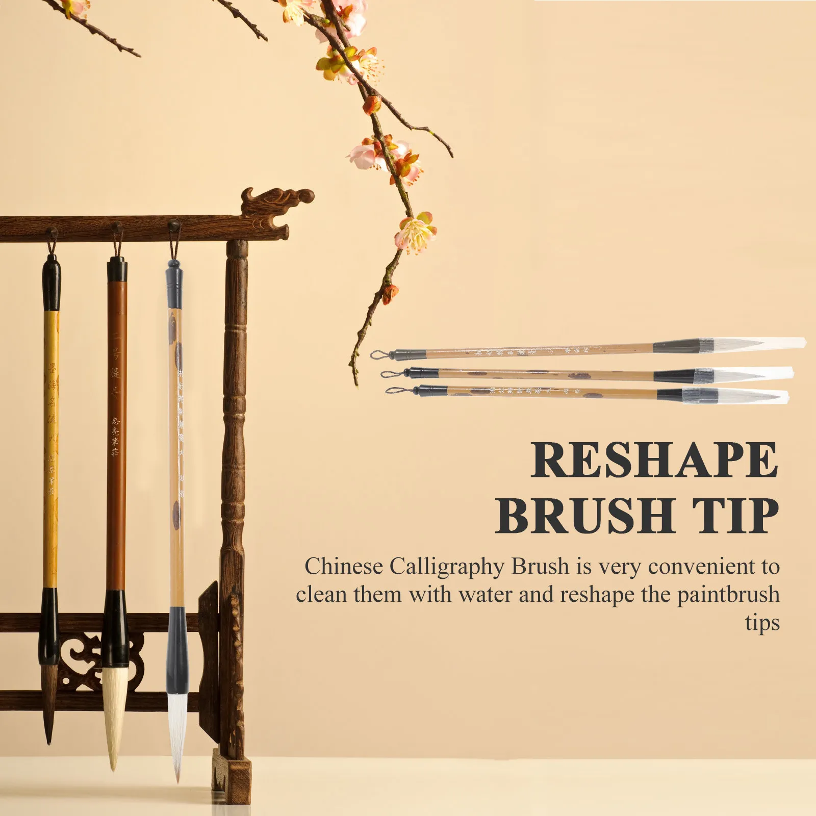 3Pcs Portable Chinese Calligraphy Brush Pen Set Beginner Writing Brush Tool for Calligraphy Art Stationery Drawing Painting