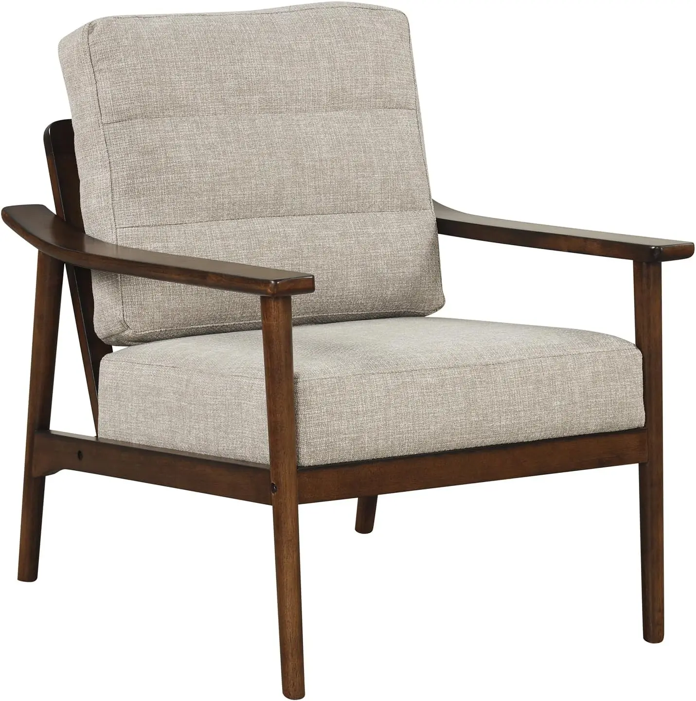 

Mid Century Modern Accent Chair, Max Load 440 LBS Upholstered Living Room Chair with Rubber Wood Armrests & Legs, Remova
