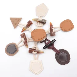 1 Pair Horn Buckle Leather Patch Horn Buttons for Overcoat Decoration Sewing Accessories DIY Apparel Craft Needlework Material