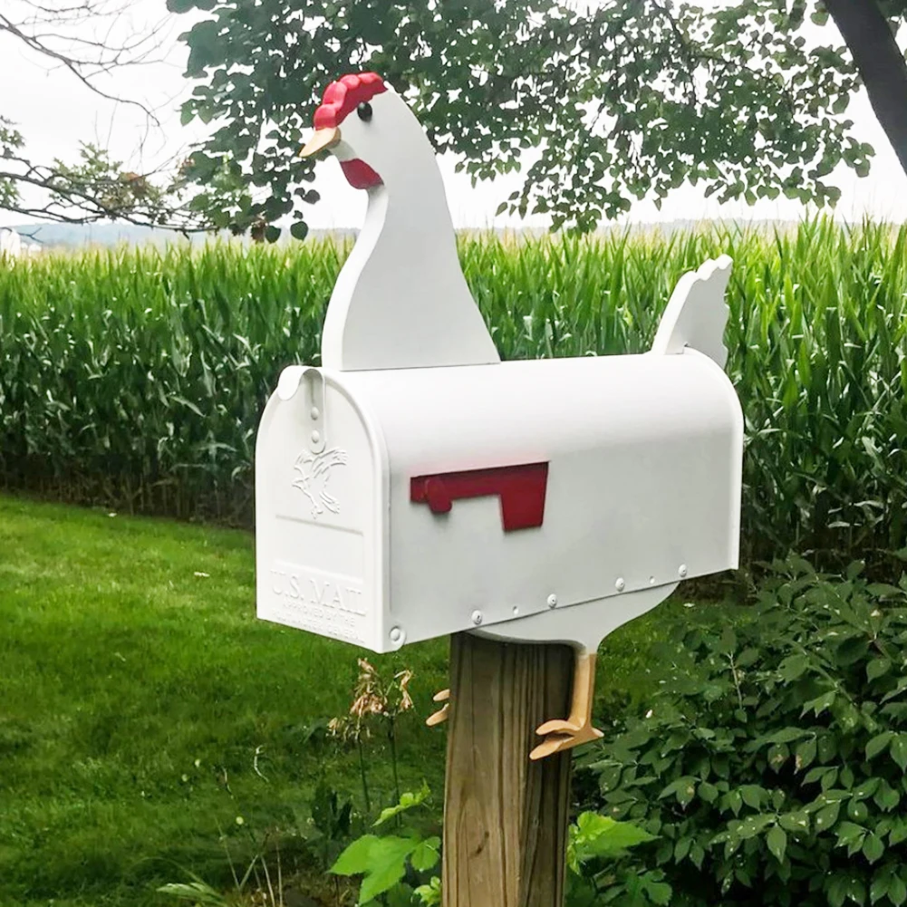 Lovely Cartoon Unique Chicken Cow Horse Mailbox Outside Weatherproof Post Box Ornament Outdoor Garden Yard Decor