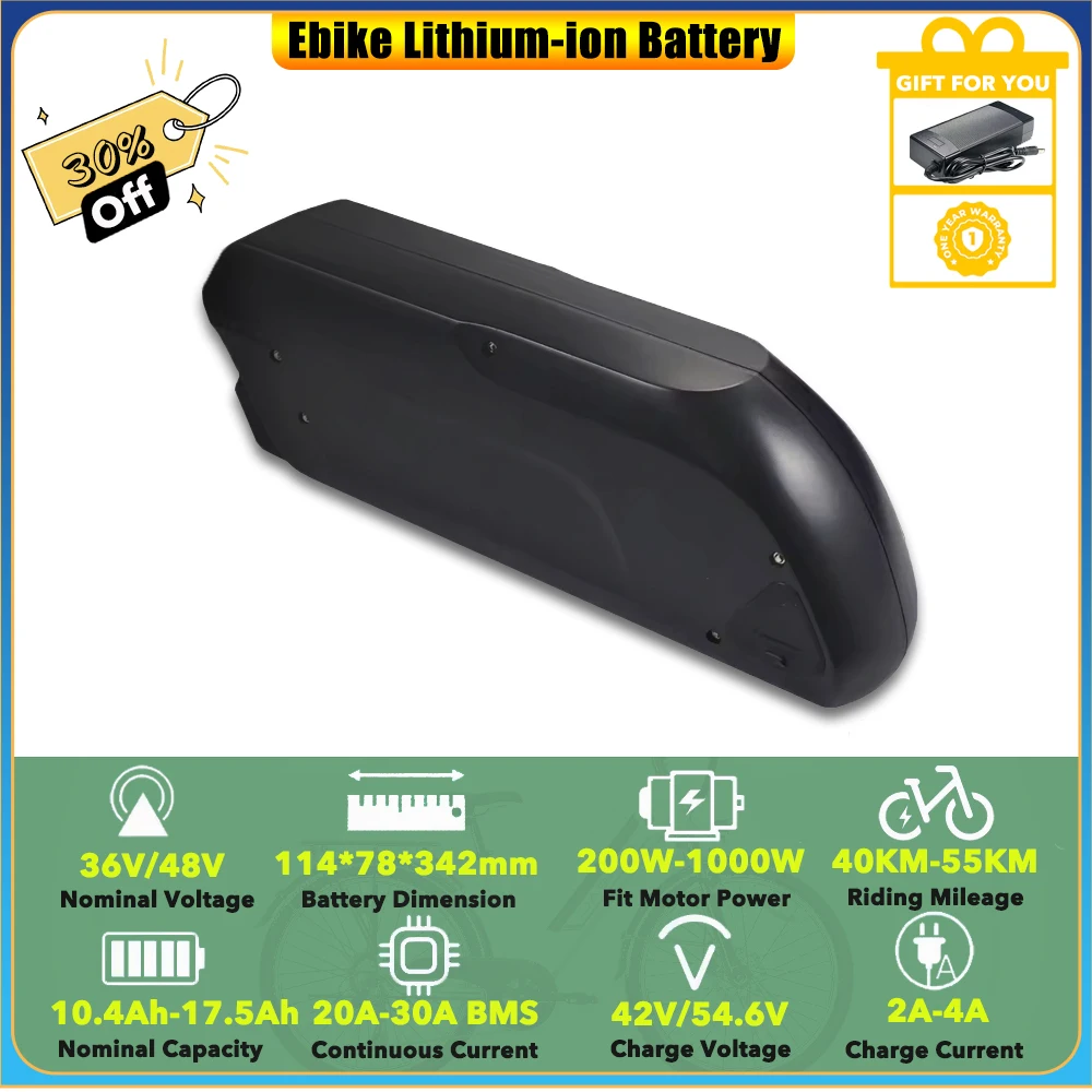 

Replacement 48V 10.4Ah 12Ah 13Ah 14Ah 36V 15Ah 17.5Ah Summit Lithium-ion Battery for AGM GT250 Retrospec Koa Rev Electric Bike