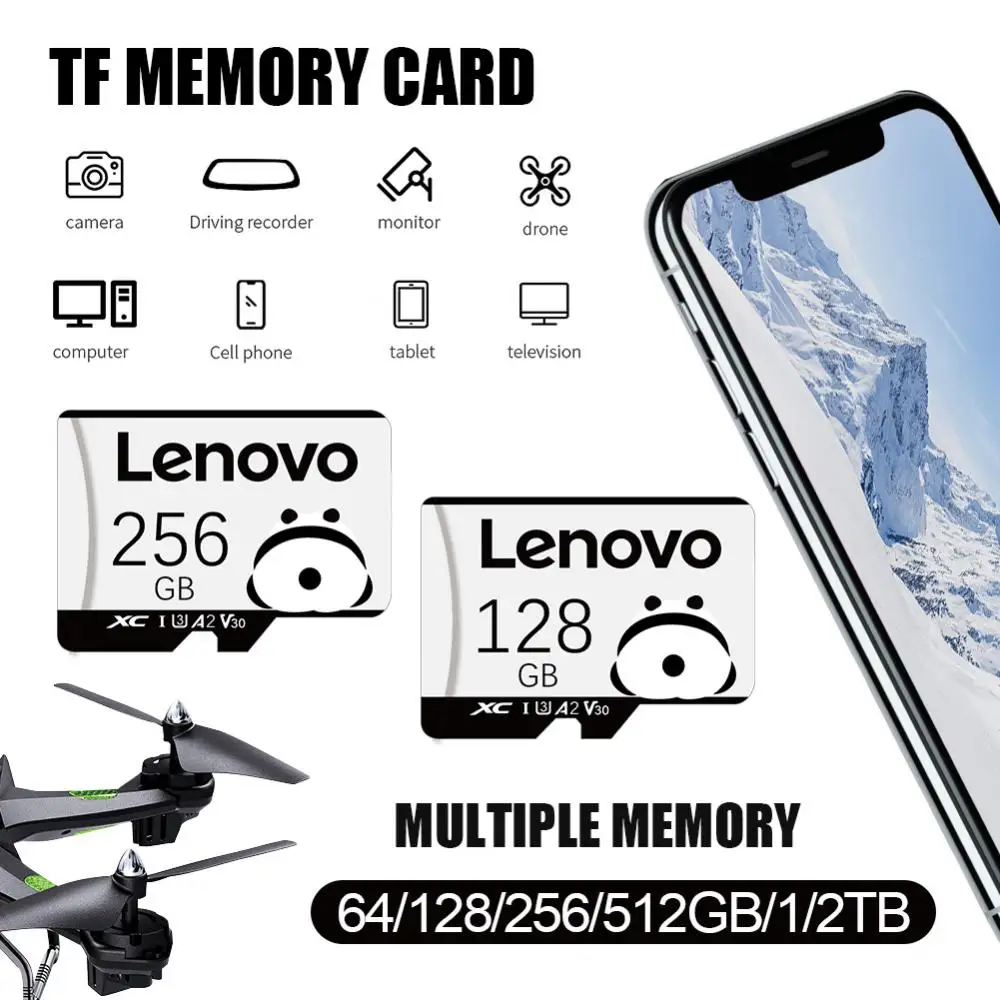 Lenovo 2TB Micro TF SD Card 128GB Memory Card 256GB High Speed Class 10 Mini SD Card For Nintendo Switch Diy Gaming Camera Ps5