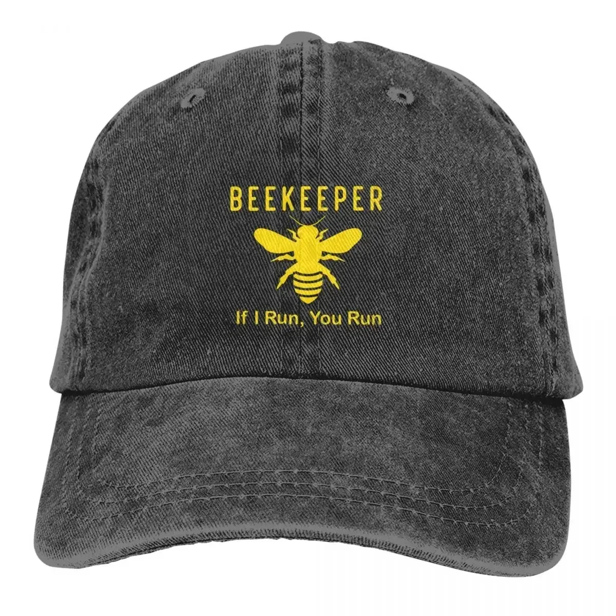 New Beekeeper If I Run You Run Baseball Cap Funny Beekeeping Outdoor Fashion Hip Hop Hats Fashion Printed Washed Baseball Caps