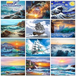 PhotoCustom Acrylic Painting By Numbers For Adults Seascape Coloring By Numbers Diy Gift Wall Decors Picture Paint Hand Painting