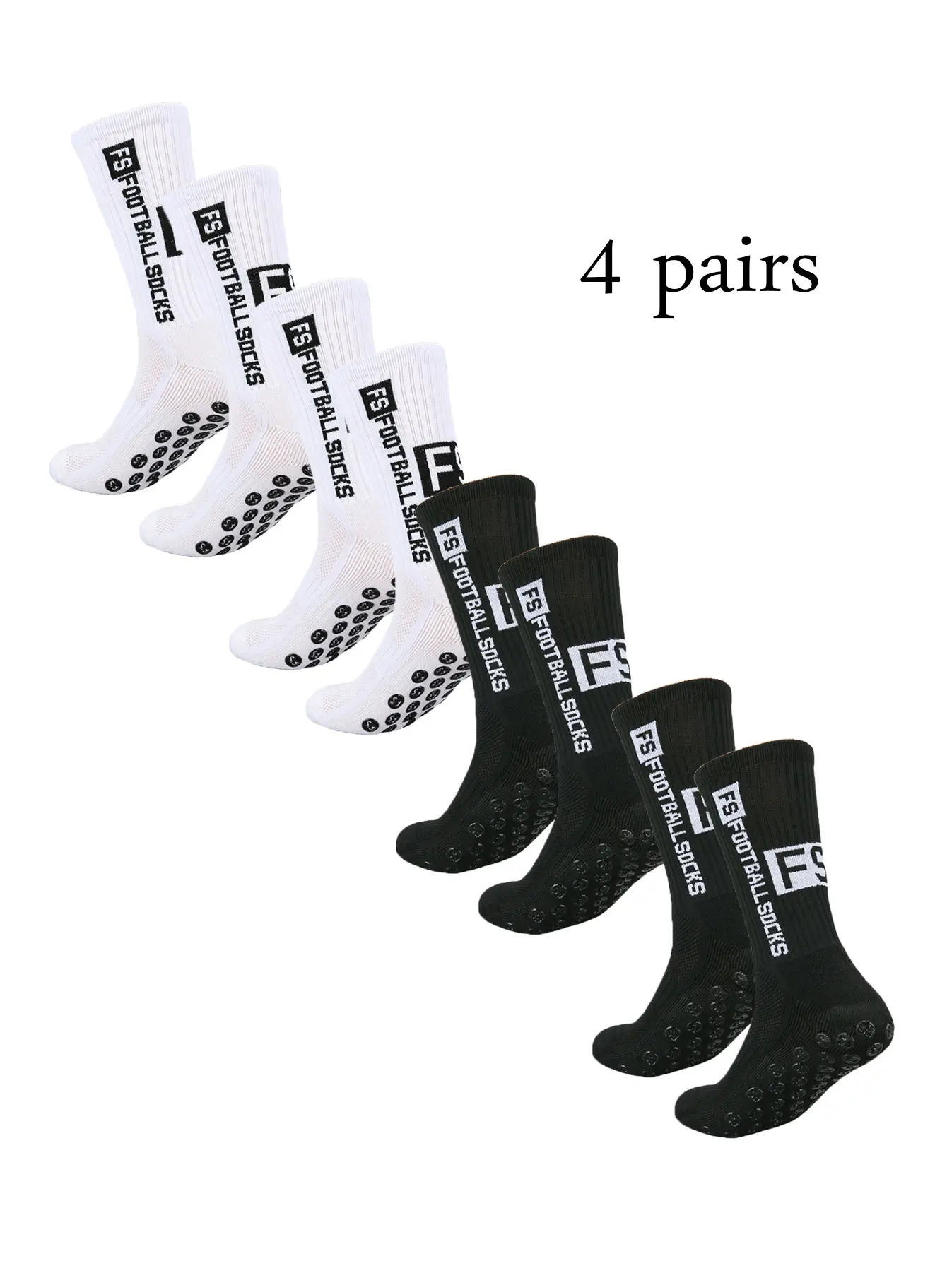 Grip Soccer Socks Anti Slip Non Slip Men\'s Athletic Socks for Football Basketball Sports, 4 Pair