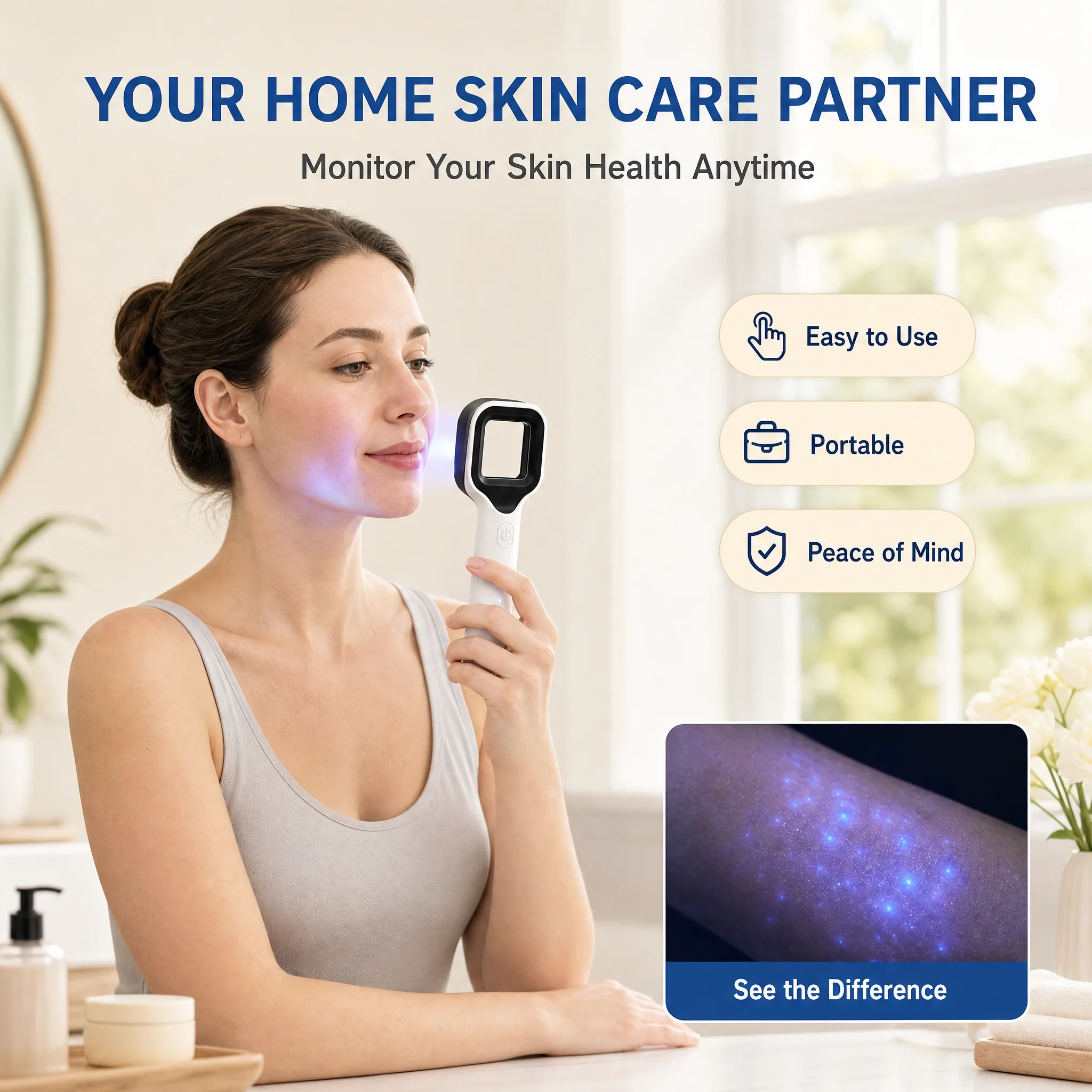 Woods Lamp Skin Analyzer For Skin UV Magnifying For Beauty Facial Testing Wood Lamp Light Skin Analysis Vitiligo Detection Lamp view 6