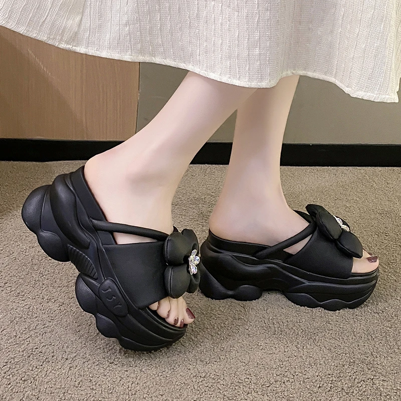 Flip Flops Women Slippers 9cm High Heels Platform Shoes Comfortable Rubber Wedges Shoes For Women Sandals New Summer Shoes Woman