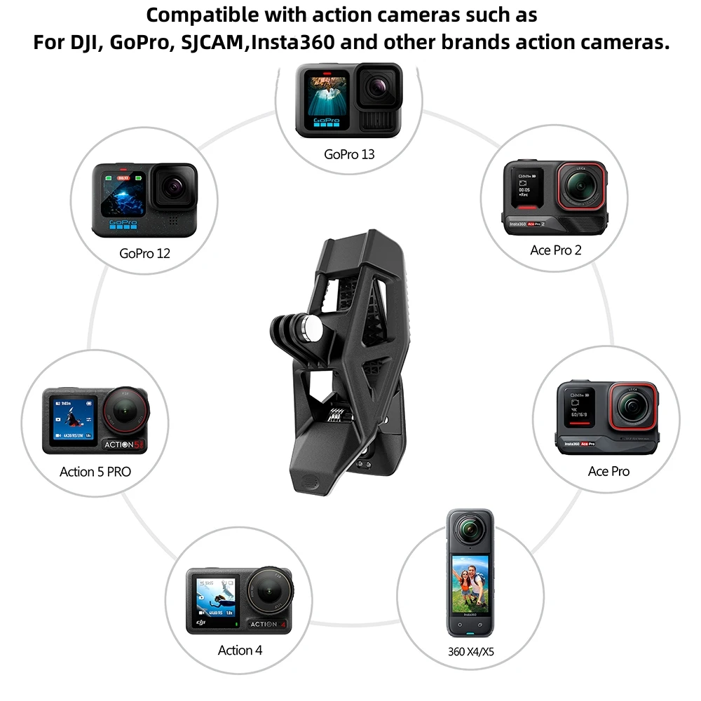 DJI Osmo Action 5pro 4 3 / Gopro / Insta360 / SJCAM 액세서리 용 범용 스포츠 카메라 클립 오토바이 헬멧 턱 브래킷