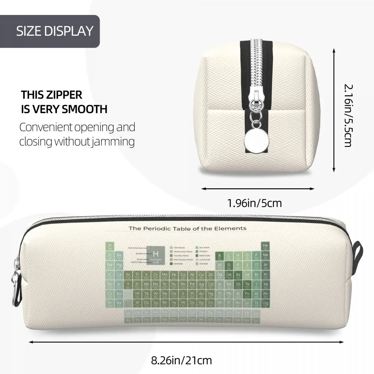 The Periodic Table Of The Elements Evergreen On Sand Pencil Cases for Students School Pen Box Pencil Bag Pencil Pouch Pen Holder