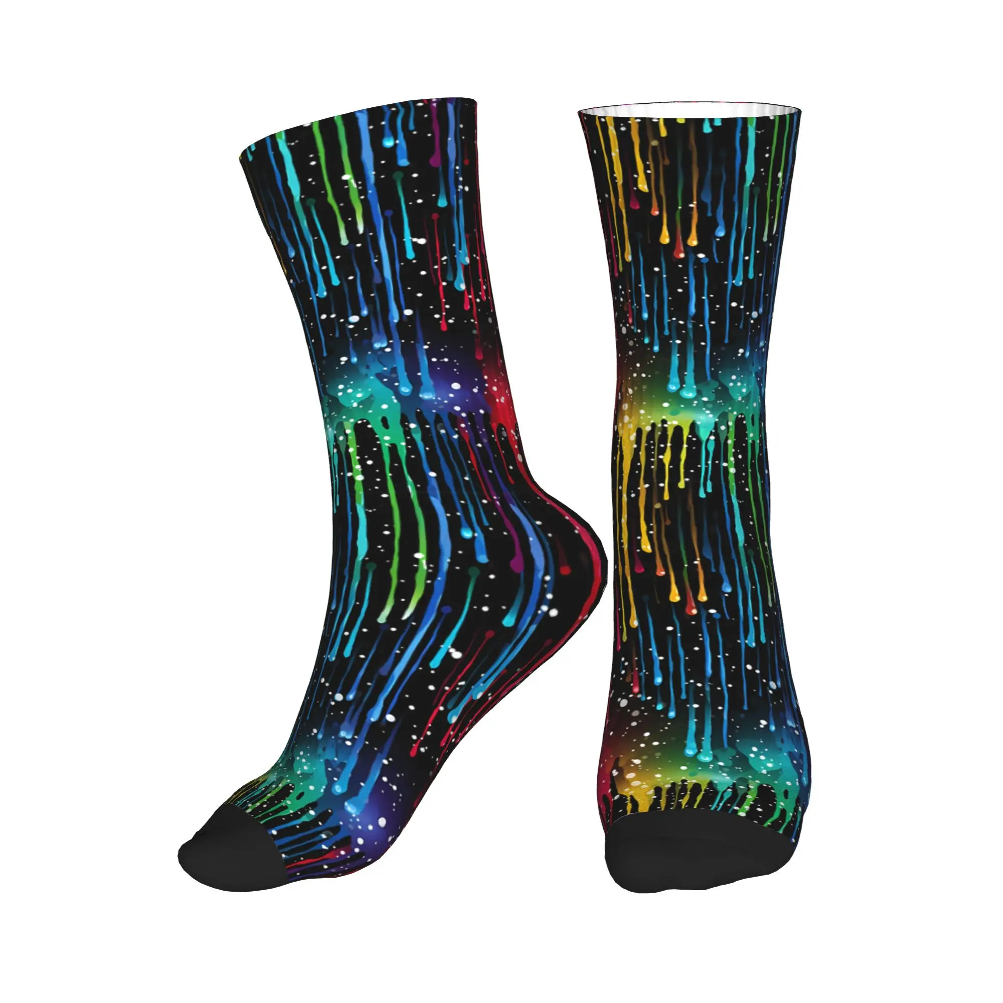 

Dripping Rainbow Liquid Pattern Men Women Crew Socks Unisex Novelty 3D Print Dress Socks