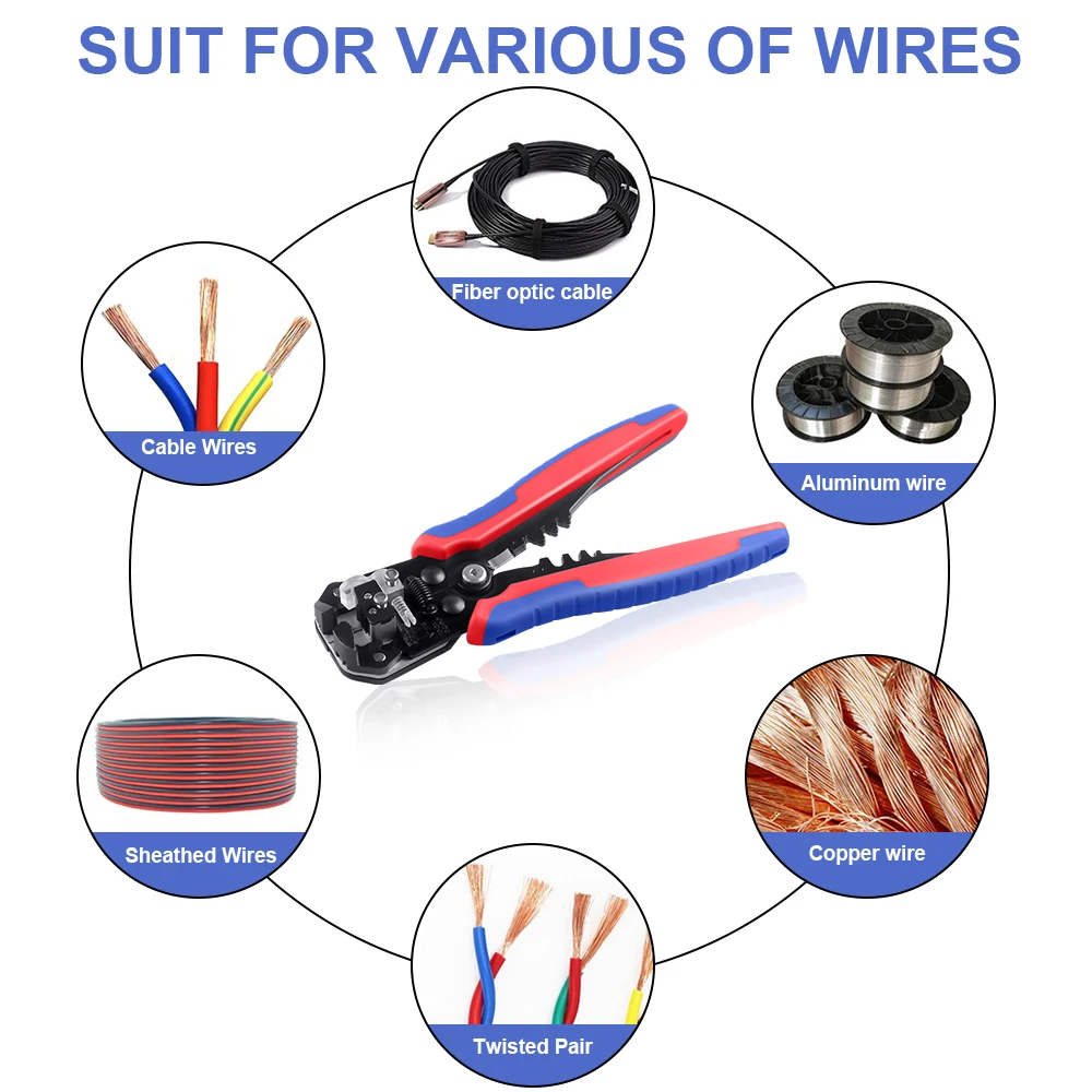 WOZOBUY Selbst-Anpassung Isolierung Draht Stripper, für Abisolieren Draht von AWG 10-24.Ferrule Crimpen Tool Kit-Draht Crimpen Werkzeug