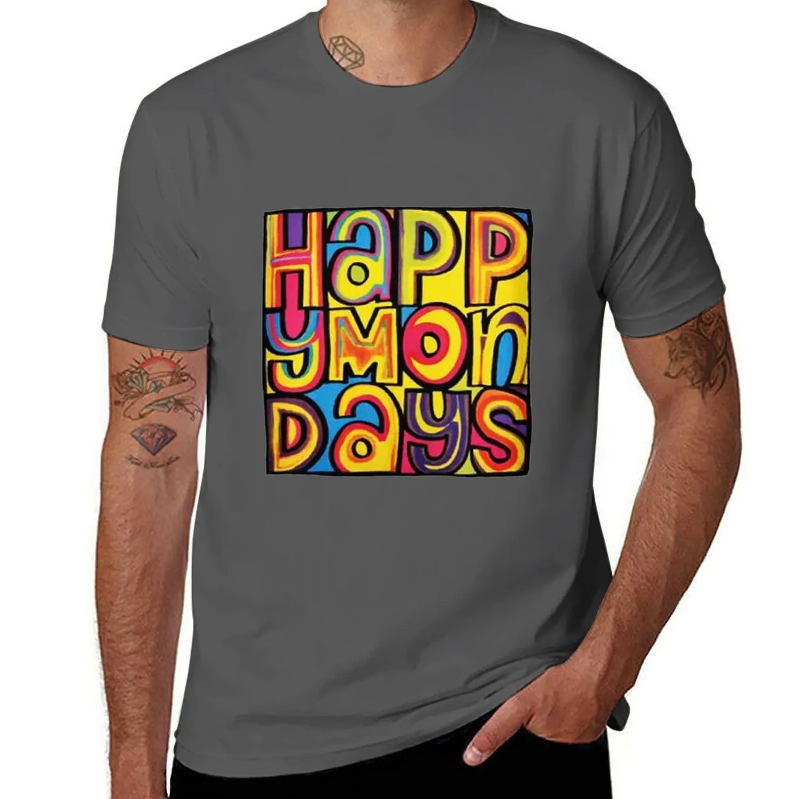 

Mondays Happy T-Shirt Active Wear Sports T-Shirt for Men