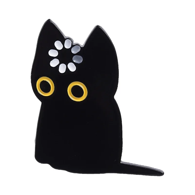 Cartoon Cute Black Cat Metal Accessory Badge Enamel Pin Cute downtime kitten brooch Clothing  Accessories Fashion Jewelry Gift