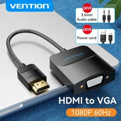 Vention HDMI to VGA Adapter 1080P HD Male to VGA Female Converter With 3.5 Jack Audio Cable for Xbox PS4 PC Laptop Projector