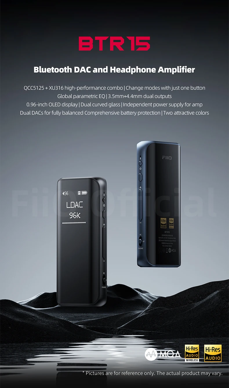 FiiO BTR15 Bluetooth 5.1 Daul ES9219MQ DAC Chip DSD256 Headphone