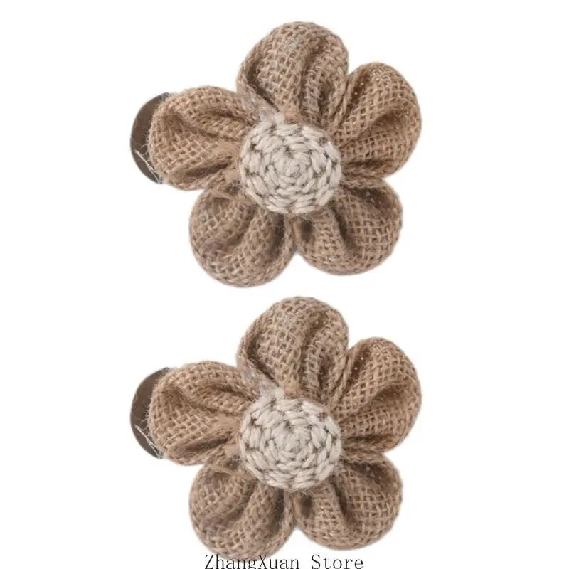 2 Stück Baumwolle Leinen Floral Fenster Vorhang Clip Metall Klammern Schnallen Blumen Design Gardinen Raffhalter Home Dekoration – Detail 5