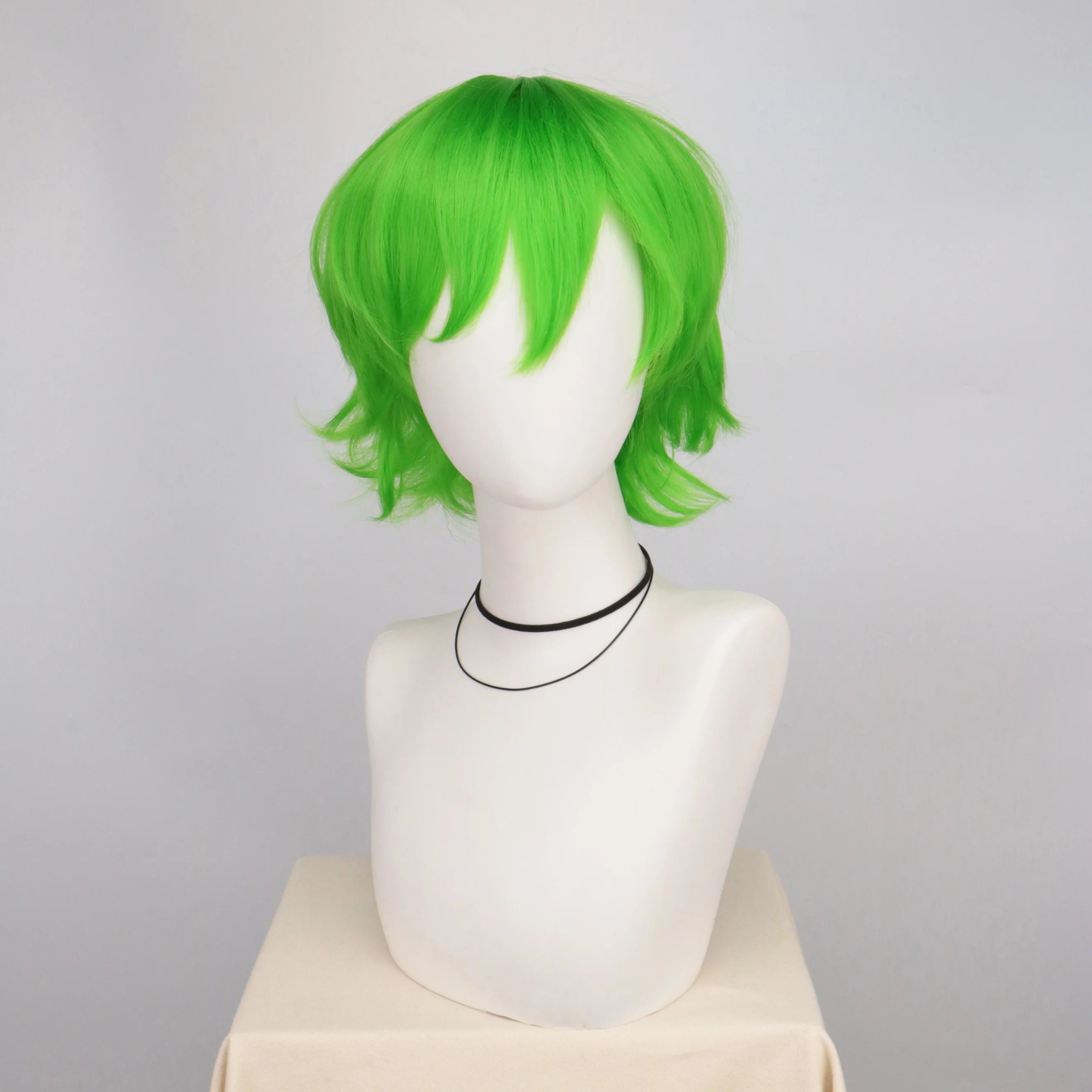Synthetic Unisex 12 Inches Short Cosplay Hair Party White Red Pink Blonde Orange Yellow Wigs with Bangs Lolita Wig For Men Women image 6