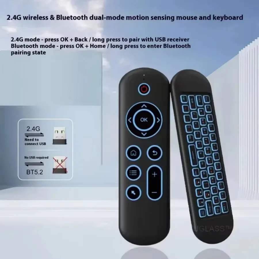 2.4G Wireless Air Mouse Bluetooth Remote Mini Keyboard with Gyroscope for PC and Android TV Box