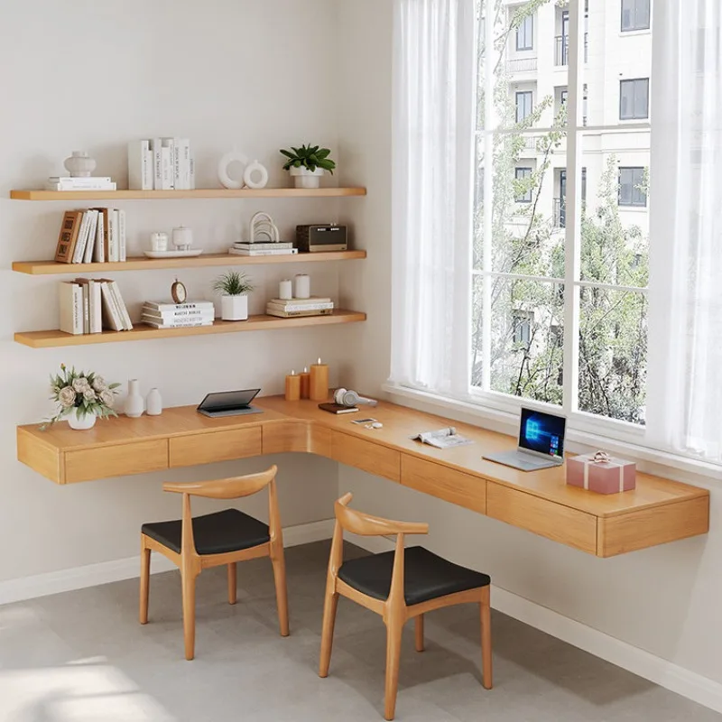 

Nordic Creative Solid Wood L-shaped Floating Desk Modern Simple Office Bedroom Computer Desk Home Furniture Плавучий Стол FYFD