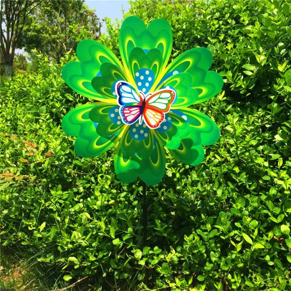 Moulin à vent rotatif en PVC coloré, multi-styles, danse papillon, pétale de dessin animé, Double couche de diamètre 38cm