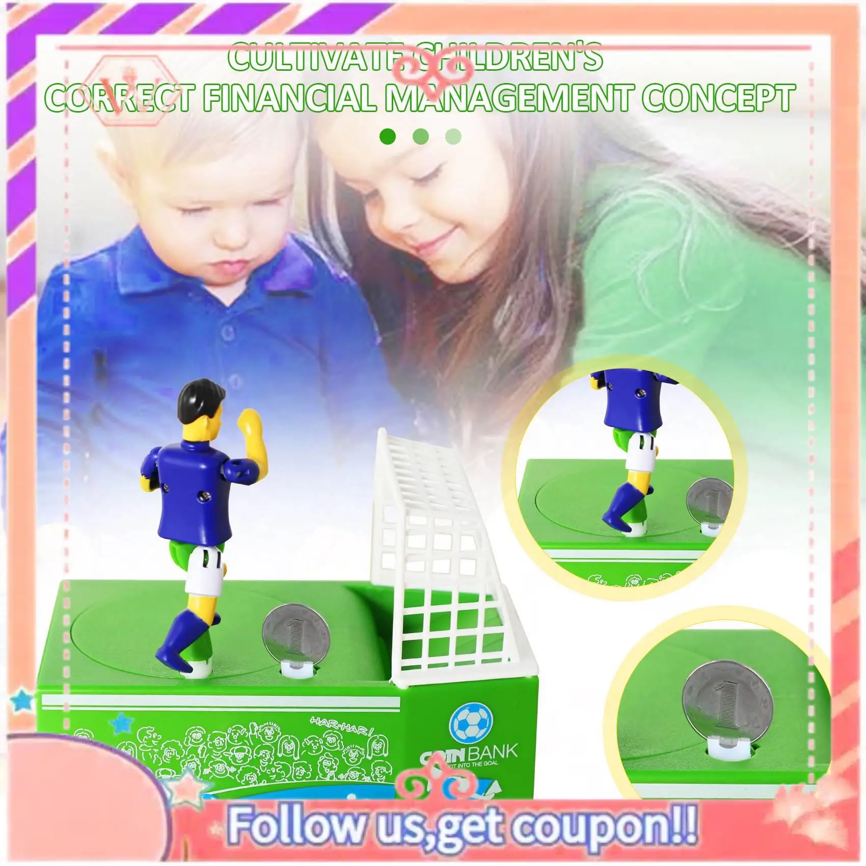 

Модернизированная новинка, подарок, мультяшный футбольный горшок, электрическая копилка, футболист, кипящая монета, футбольная копилка