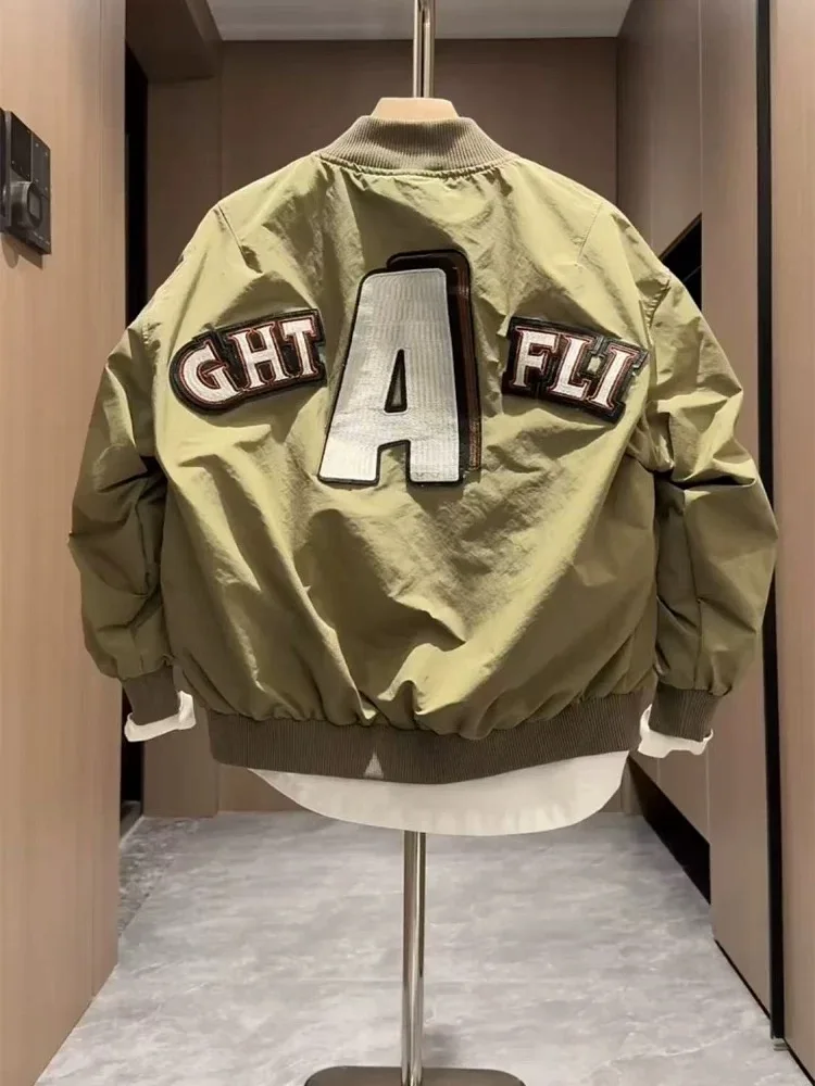 

Loose Fit American Sle Baseball Jaet Men's Spring Autumn New Faionable Embroidered Coat Polyester Fiber Long Sve