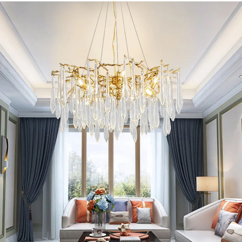 

Postmodern light luxury crystal living room chandelier Nordic creative restaurant 2020 new color art lamp