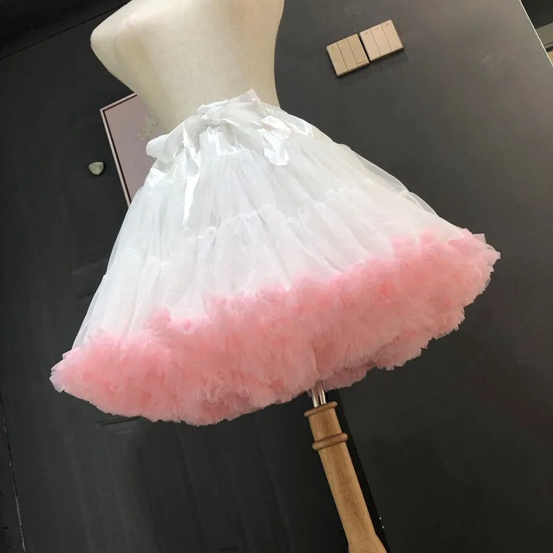 Crinoline ภายใน Bustle คอสเพลย์ Tutu Puffy ผู้หญิงดอกไม้สไตล์ Lolita Fluffy Petticoats Cancan กระโปรงภายใต้ชุดแต่งงาน