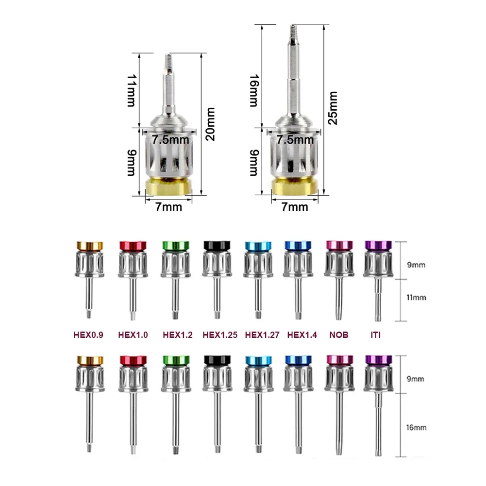 1 Pair Dental Lab Implant Screwdriver Stainless Steel Micro Repair Tool Set Torque Ratchet Wrench HEX Universal Prosthetic Kit