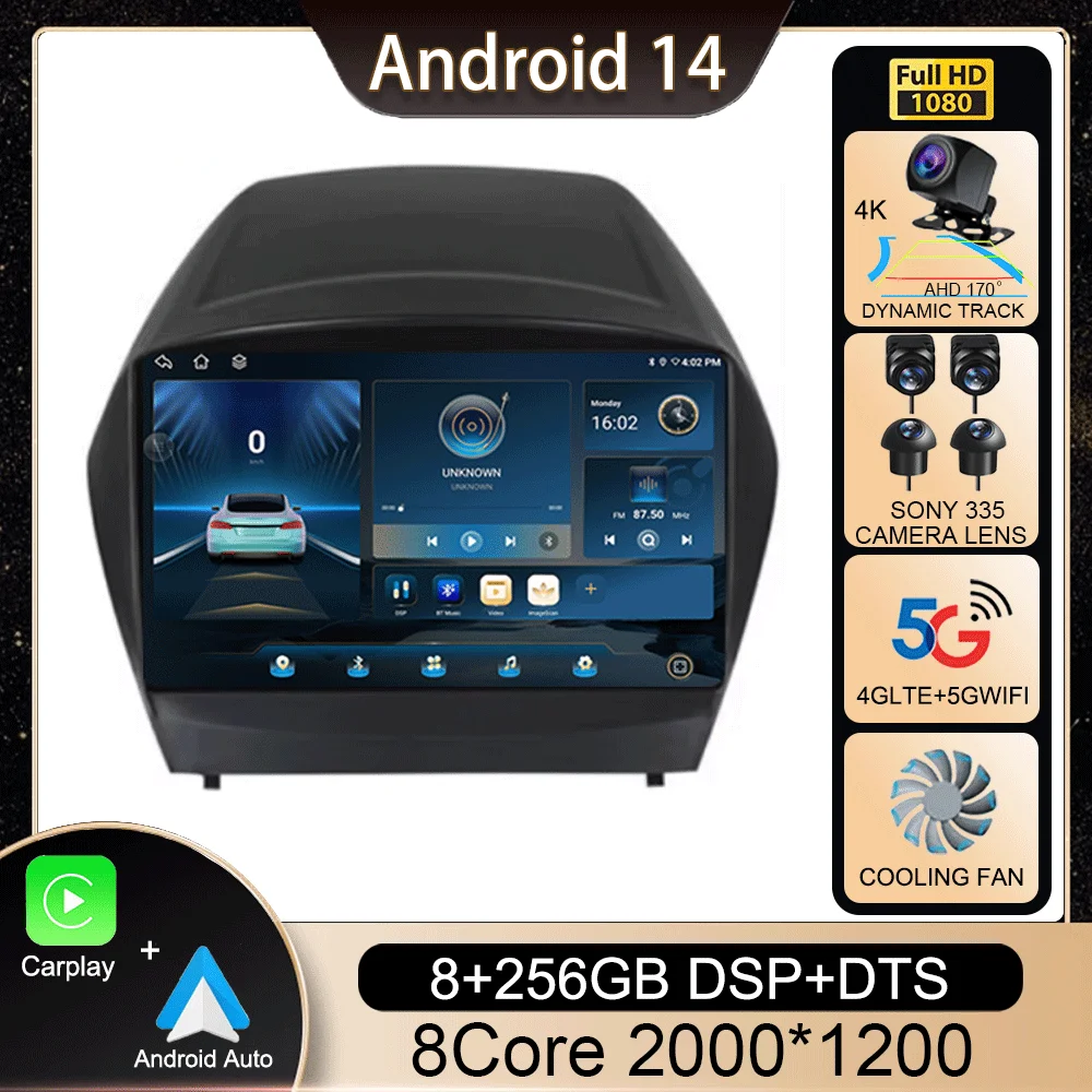 

Android 14 Carplay Auto WIFI+4G Car Radio For Hyundai Tucson 2 LM IX35 2009-2015 Multimedia Video Player Navigation GPS DSP 2din