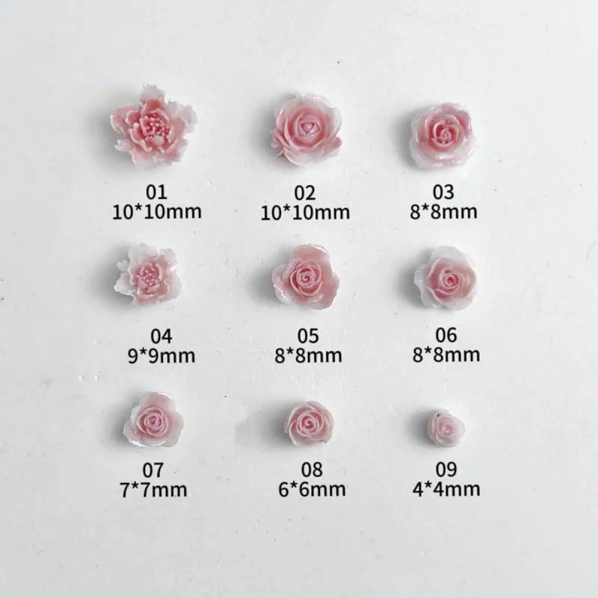 Gemischte 3D-Harz leuchtende Blume Nagel Charms Bulk süße hellrosa Multi Style Rose Nail Art Dekoration Creme Kleber DIY Zubehör