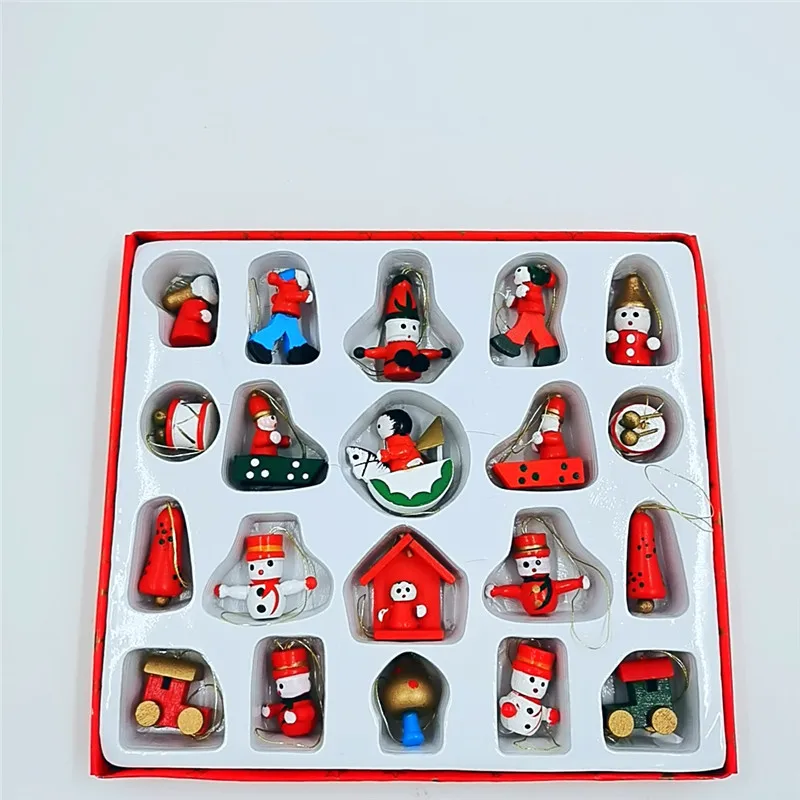 

Новый набор из 20 деревянных кукольных подвесных украшений, принадлежности для украшения елки, рождественские детские праздничные игрушки0