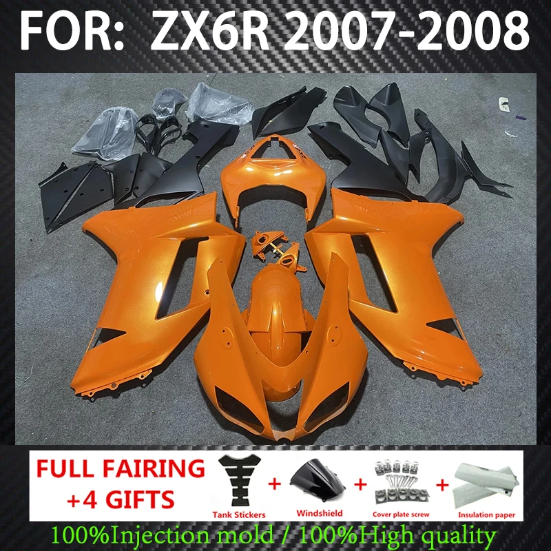 

Motorcycle Fairing kit for ZX6R 07 08 ZX6R 636 2007 2008 Fashion orange black ABS Fairings set