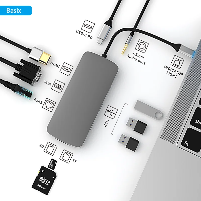 Docking Station para MacBook Pro Air M1, HUB USB tipo C, compatível com 4K para HDMI, Ethernet RJ45, 100W PD, 10in 1