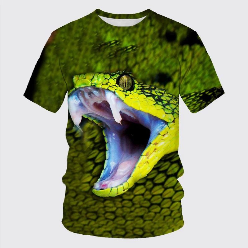 Horror Snake 3D Print T-Shirts Streetwear Casual Men Women Fashion Oversized Short Sleeve T Shirt O-Neck Kids Tees Tops Clothing