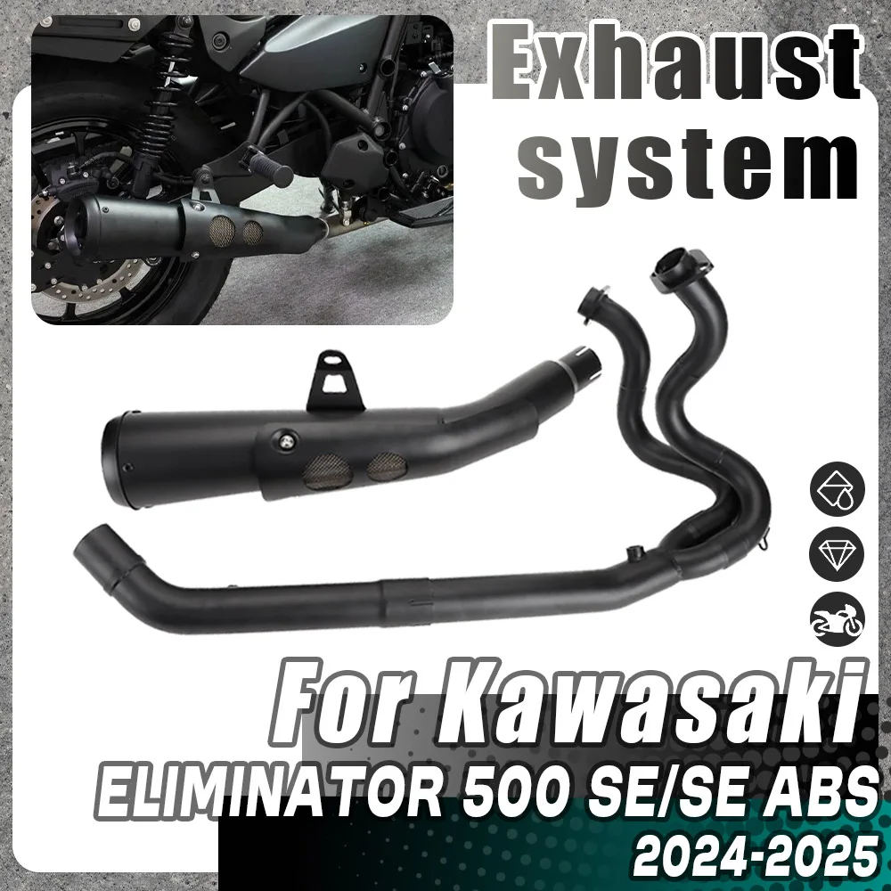 

Black Front Rear Pipes Motorcycle Modified Exhaust System Slip-on Muffler For Kawasaki Eliminator 500 SE ABS 2024 2025