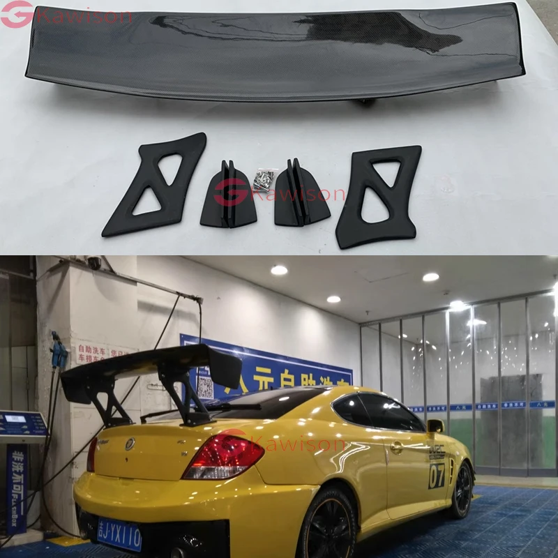 Auto Styling Kohle faser Material Heckdach Spoiler Heck Kofferraum Flügel Stiefel Lippen formteil für Hyundai Tiburon Genesis Coupé