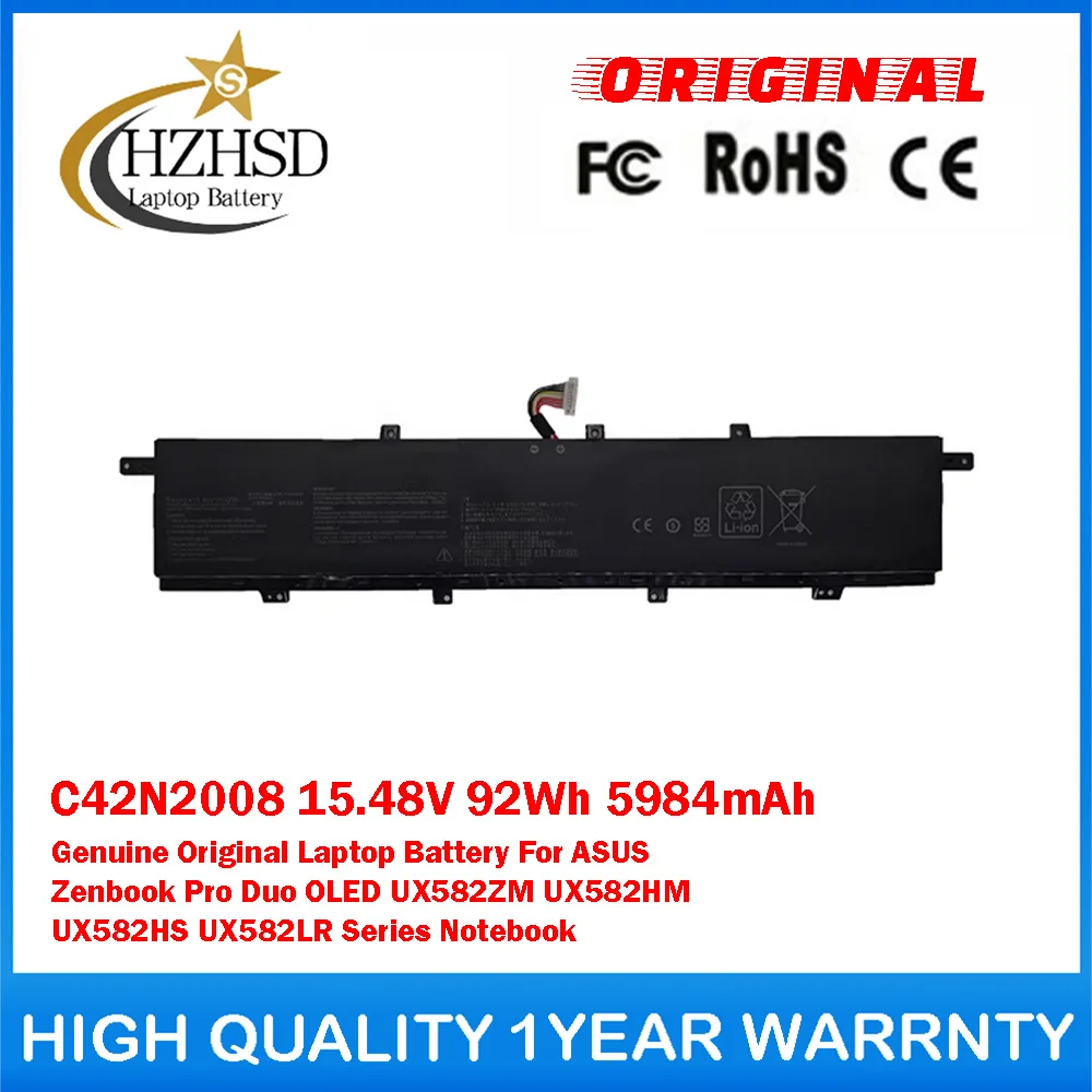 C42N2008 15.48V 92Wh 5984mAh Genuine Original Laptop Battery For ASUS Zenbook Pro Duo OLED UX582ZM UX582HM UX582HS UX582LRSeries