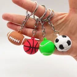 New Simulation Mini 3cm Football Key Chain Basketball Tennis Rugby Car Key Ring Ball Gift K5123