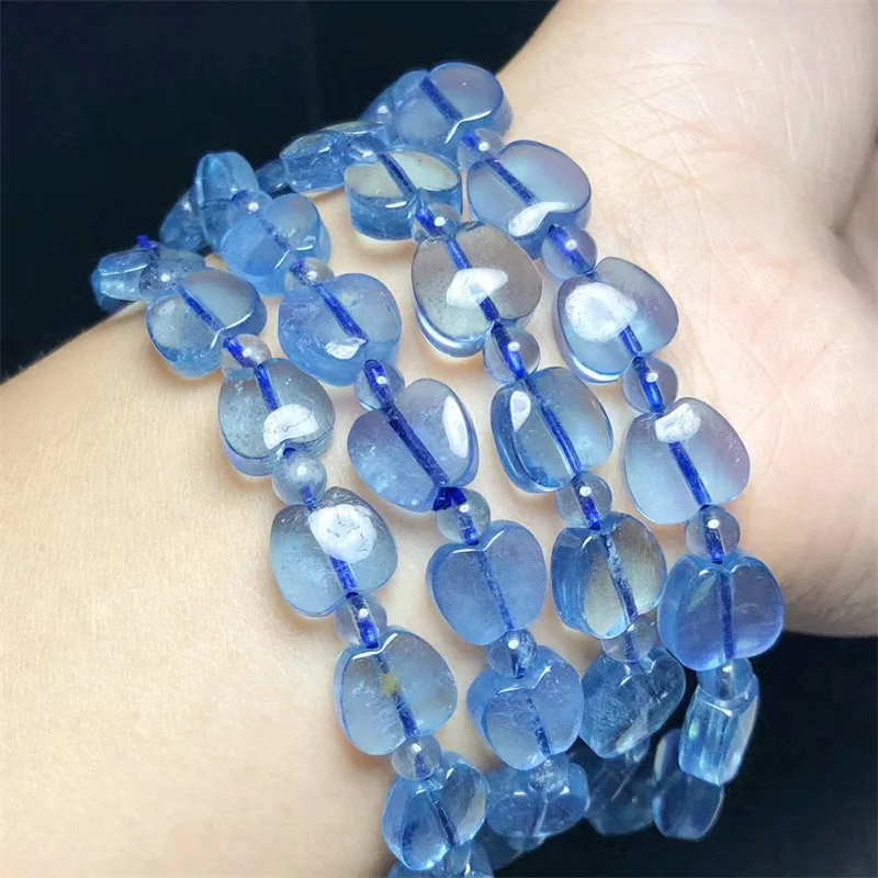 

10M Natural Aquamarine Apple Bracelet Blue Crystal Reiki Healing High Quality Gemstone Fashion Jewelry Gift 1pcs