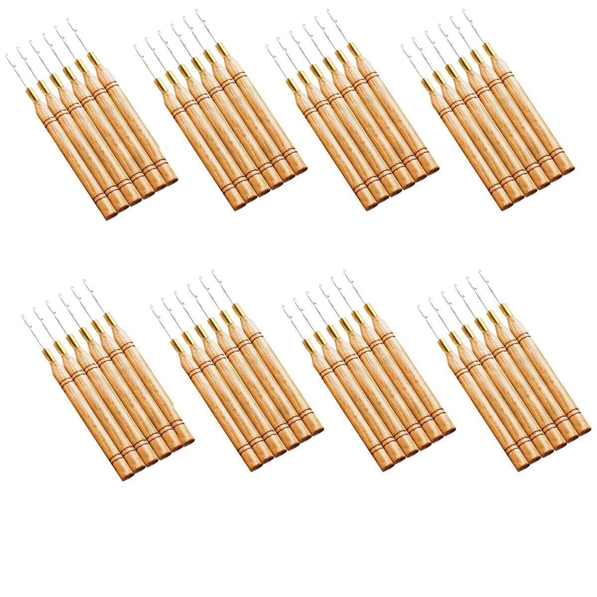 

Bamboo Pulling Needle Wooden Handle Hook Loop Threader Micro Rings Applicator For Tubes Beads Cold Fusion Hair