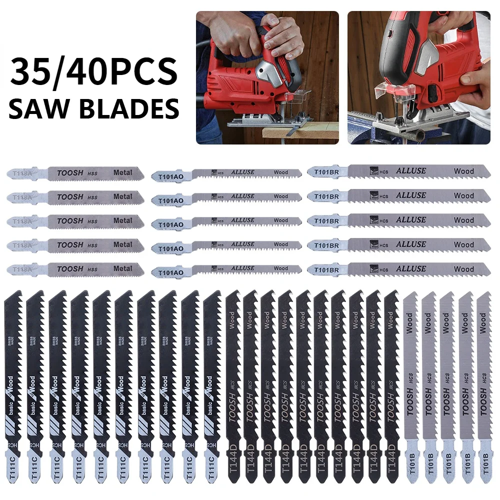 35/40 Buah Jig Saw Blade Jigsaw Blades Set Logam Kayu Aneka Macam Pisau Alat Listrik Woodworking Saw Blade untuk Bosch Dewalt Hitachi