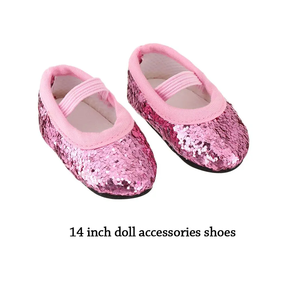 DIY 14inch/18 inches Baby Lovely 43cm Dolls Doll Boots Sandals Doll Clothes Accessories Sequins Doll Shoes 7cm Manual Shoes