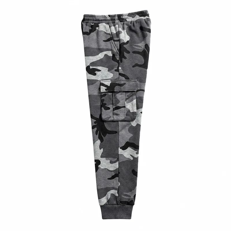 Herren Einteilige Herbst/Winter Fleece-Gefütterte Tarnfarben-Arbeitshose mit Kordelzug, Mehrfachtaschen Lässige Weite Sport-Hose – Detail 29