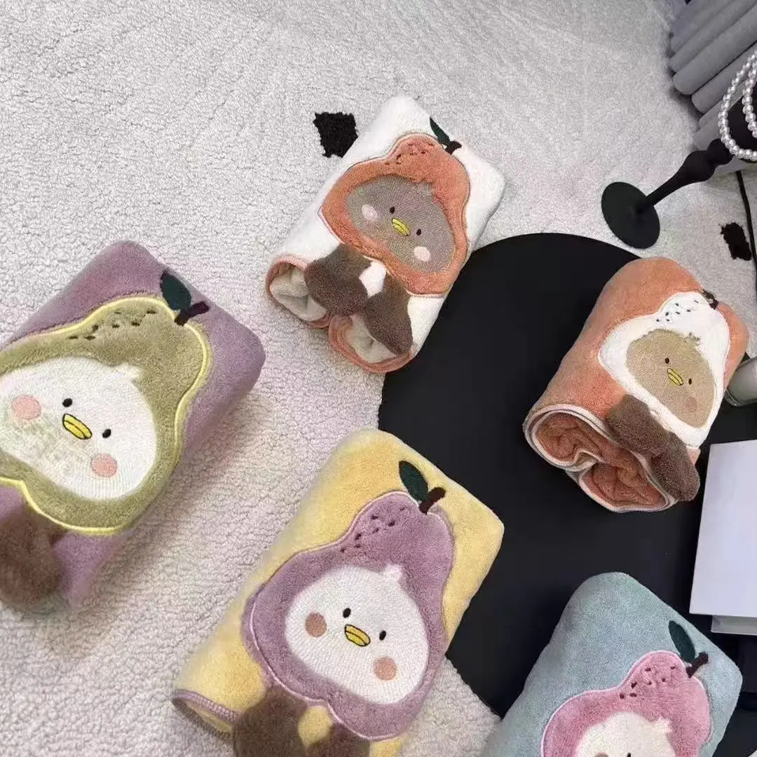 2025 نمط جديد الطازجة والخفيفة الكمثرى الفاكهة المرجان الصوف سميكة ماصة التجفيف السريع منشفة منشفة الوجه لينة لتجفيف الشعر #5