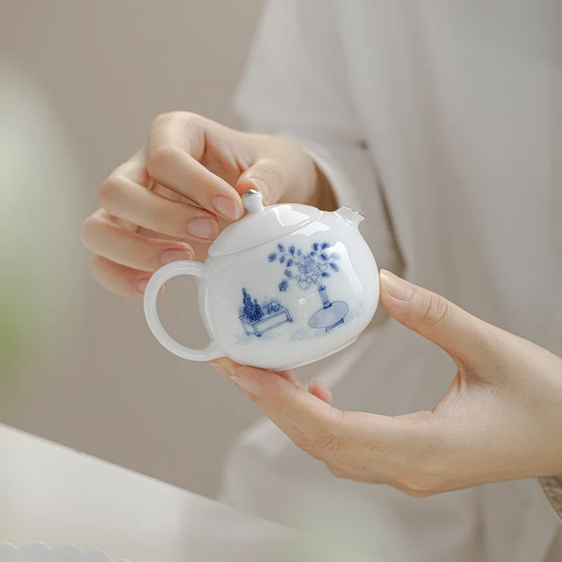 Sweet White Mochizuyue Xiao Xi Shi Jilu Anti-scalding Hand Single Pot Ceramic Teapot Ceramic Kung Fu Tea Infuser Tea Kettle