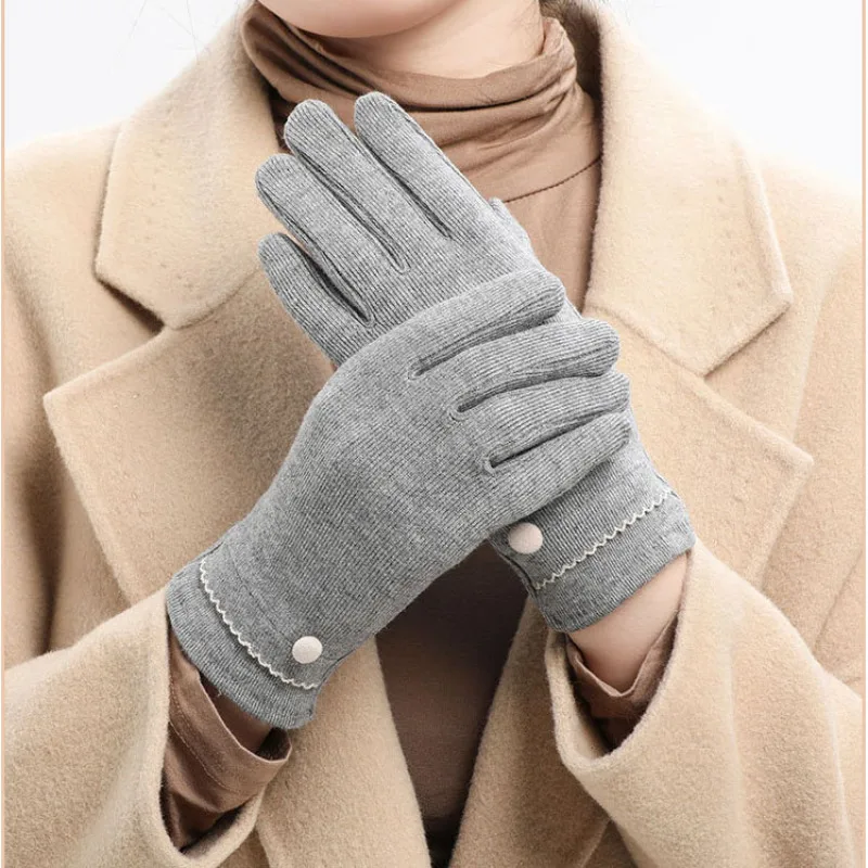 Autumn Winter Thin Fashion Elegant Simple Solid Keep Warm Touch Screen Women Soft Gloves Drive Cycling Windproof Commute